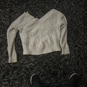 Maurices Off-the-Shoulder Knit Sweater in Gray